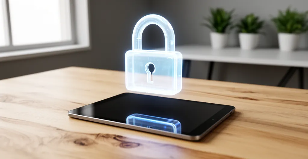 Hologramme de cadenas symbolisant le chiffrement sécurisé des transferts de fichiers