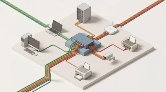 Commutateur réseau central interconnectant plusieurs équipements en topologie étoile